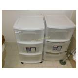 Sterlite 3 Drawer Plastic Bin Carts lot of 2