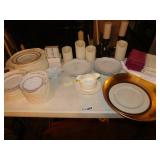 Fine China Dinnerware, Candles, Napkins-