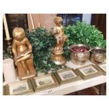 Home Décor Mixed Lot- Brass Candle Holders,