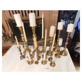 Brass Candle Stick Holders - Large lot of 16