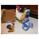 Cookie Jar Chicken with Chicken Figurine and