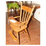 Wooden High Chair Vintage Approx. 38"