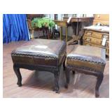 Foot Stools leather Like Set of 2 Approx. 18"