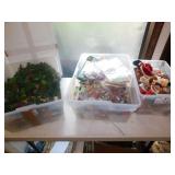 Christmas Lot Large 4 Totes Vintage Ornaments,