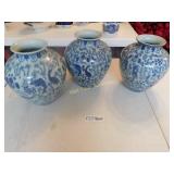 Blue and White Collectable Vase lot of 3
