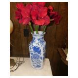 Blue and White Vase Approx. 18" Tall