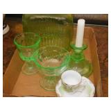 Vaseline Glass and Misc. Pieces lot of 7