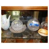 Genuine Crystal and Other Glass Ware Shelf Lot