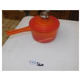 Enamel Cast Iron Pot Orange - Vintage Nice and