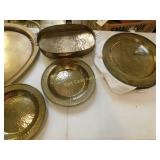 Brass Serving Platter and Serving Ware lot of