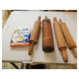 Rolling Pin Lot of 4 and Pastry Cloth