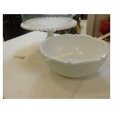 Fenton Cake Stand with Glass Lid and White Glass