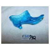 Fenton Glass Blue Shoe Approx. 6" Long