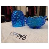 Fenton Glass Blue Candle Holder