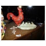 Home Décor Lot- Red Rooster, Cross and Bird Dish