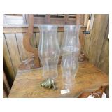 Hurricane Lamp Globes and Lamp Piece Lot of 4