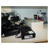 Mixed Shelf Lot- Routers, Vintage Wall Clock,