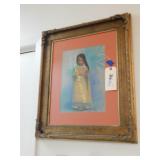 Framed Chalk Art Artist Dorris 1984 Approx.