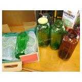 Juice Jugs Green And Brown Vintage lot of 4