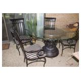 Kitchen Table Metal and Glass Top with 4 Chairs