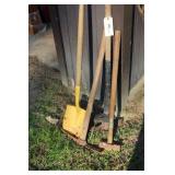 Yard Tools- Pick Axe, Shovel and Sledge Hammer