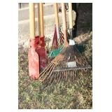 Garden Rakes and Post Hole Diggers lot of 5