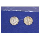 Walking Liberty Half Dollars - 1934 and 1945 -