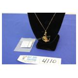 14K Gold Necklace with Anchor Pendant - 3.6 Grams