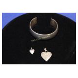 Sterling Silver Jewelry - Bracelet and 2 Heart