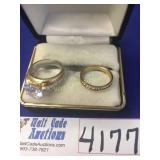 Wedding Ring Set - 10K Gold Electroplate with a