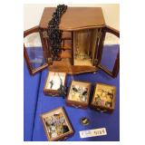 Wooden Jewelry Box with Jewelry - Mixed