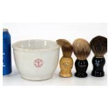 3 Shaving Brushes & US Army Med Stoneware
