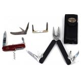 4 Pocket Knives - Leatherman, Swiss, Vintage
