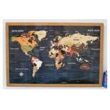 World Map Made of National Wood Framed for Wall