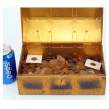 13+ Pounds of Wheat Pennies in Metal Box