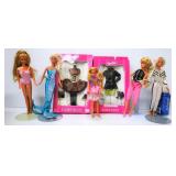 5 Barbie Dolls w 2 Boxes of Clothes