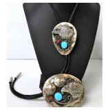 Matching Belt Buckle & Bolo w Eagle & Turquoise