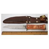 Imperial Fixed Blade Knife w Sheath Carved Moose