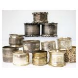 12 Metal Napkin Rings, 1 Sterling, Most Nickel