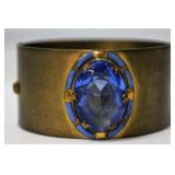 Large Copper Bracelet w Huge Blue Stone