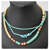 3 Heishi Necklaces - Turquoise w Shell & Coral