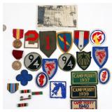 Military Lot - Patches, Medal, Photo Post Card