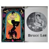 2 Bruce Lee Vintage Posters Black Light Velvet