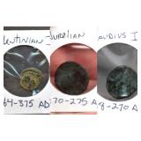 3 Ancient Roman Coins Claudis II, Valentinian +