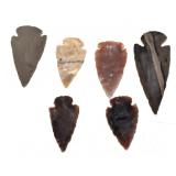 6 Nice Stone Arrowheads