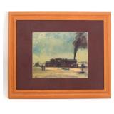 Framed Steam Train Watercolor Art Print