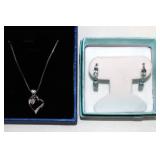 Heart Shaped Pendant Necklace & Gemstone Earrings