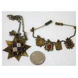 Vintage Coat of Arms Crest Necklace & Lapel Pin