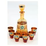 Beautiful Hand Painted w Gold Venetian Glass Set