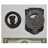 2 Antique Door Knockers Brass & Aluminum